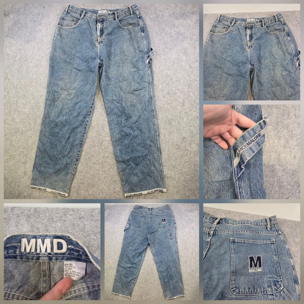Vintage Maurice Malone Jeans Mens 40x34 Blue Relaxed Carpenter Denim 90s MMD